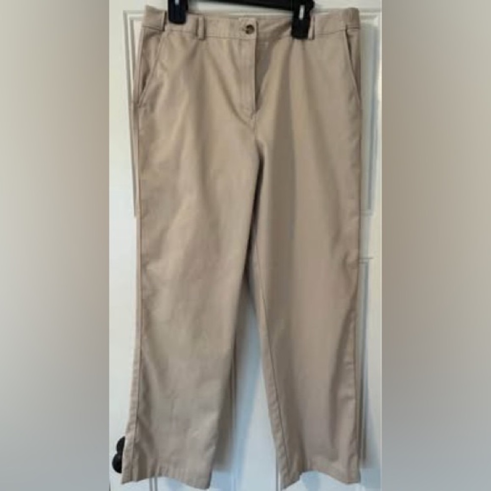 L.L Bean Khaki women’s crop capris beige hidden stretch waist band cream classic